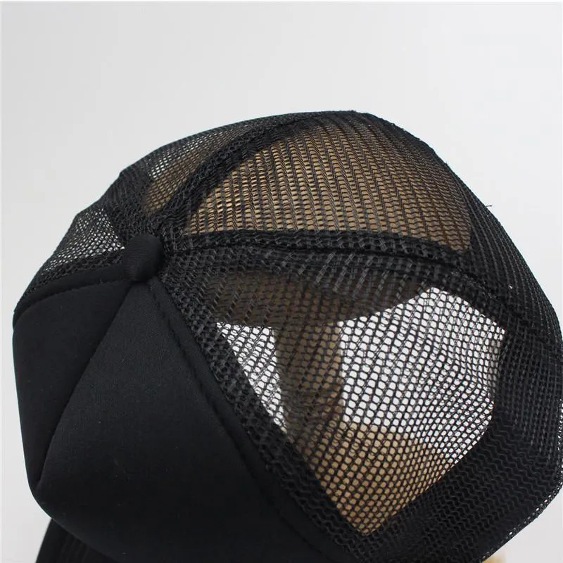 Black Plain Mesh Mesh Fashion Street Hat Vuxen Mesh Hat Blank Truck Cap Accept Custom Logo Baseball Cap Hip Hop Grid Sun HAT310T