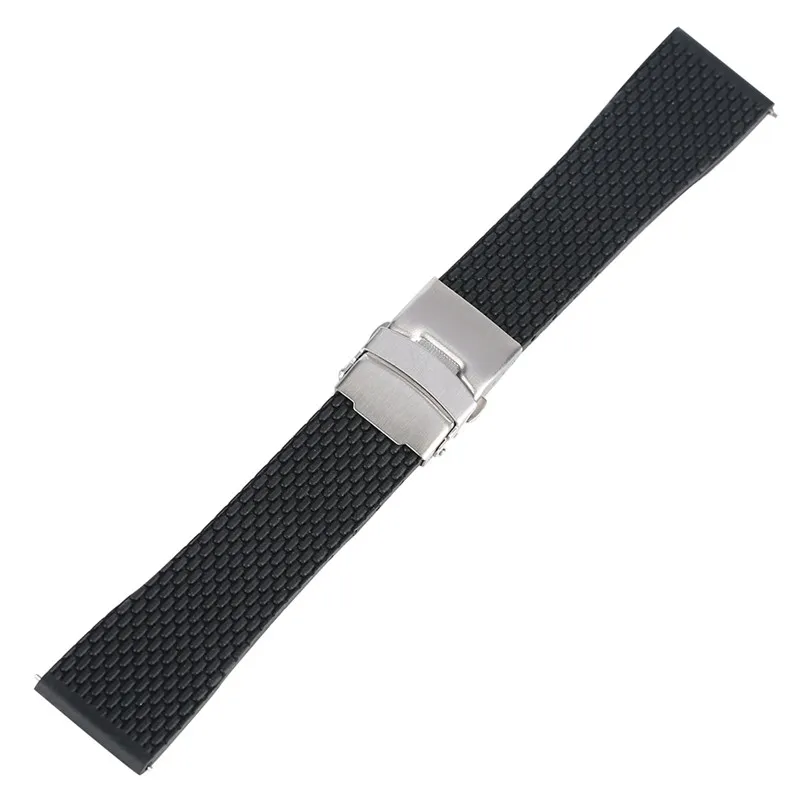 Black 18mm 20mm 22mm 24mm Rubber Watch Band Waterproof Diver Replacement Wristband Silicone Bracelet Strap Spring Bars Steel Buckl306p