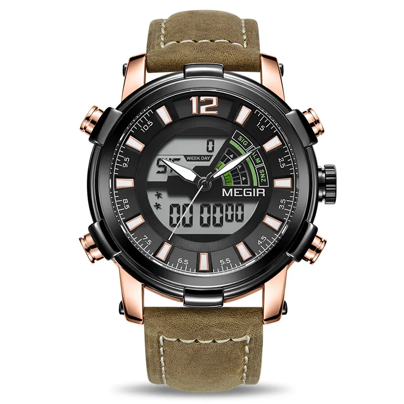 Цифровые мужские часы с двойным дисплеем MEGIR Спортивные аналоговые кварцевые часы Relogio Masculino Reloj Hombre Армейские военные наручные часы Hour243m
