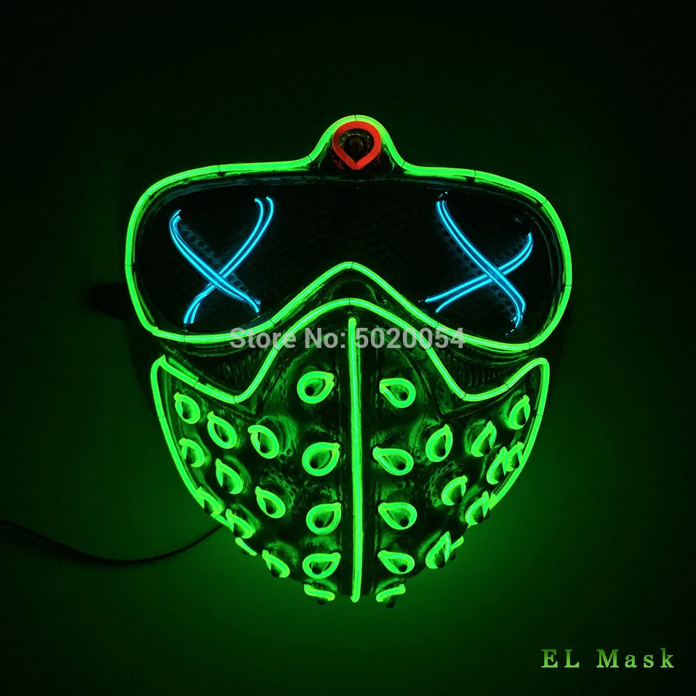 Feste di alta qualità Led Rave Maschere Glowing Party EL Maschera Halloween Cosplay-Puntelli Watch Dogs Maschera Regalo da uomo T200509