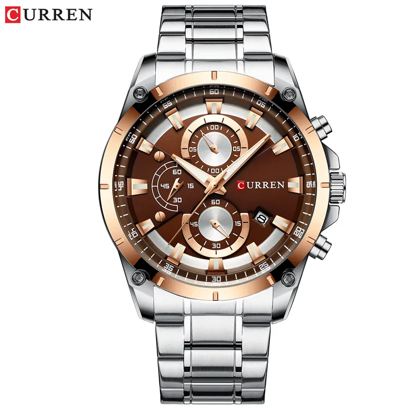CURREN лучший бренд класса люкс мужские часы спортивный хронограф с ремешком из нержавеющей стали кварцевые наручные часы с автоматической датой Relogio Masculino260J