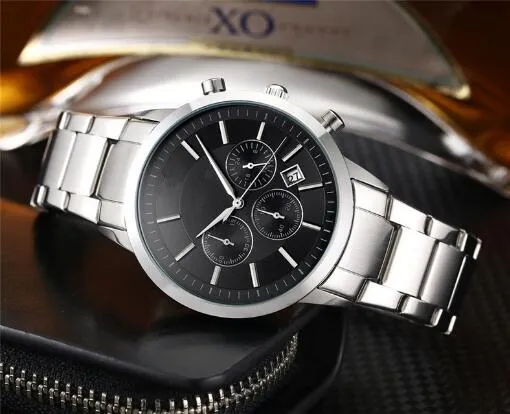 Artikelen TOP Fashion horloge Luxe stalen quartz herenhorloge Sport Leren stopwatch Chronograaf Horloges Leven Waterdicht mannelijk 312J