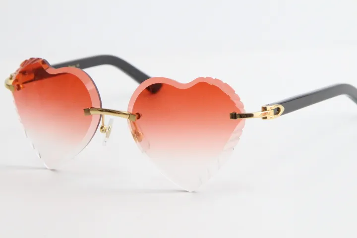 Venda de óculos de sol sem aro mármore branco prancha UV400 lente de coração Adumbral 3524012 lentes gradientes armações transparentes com sol claro 2590