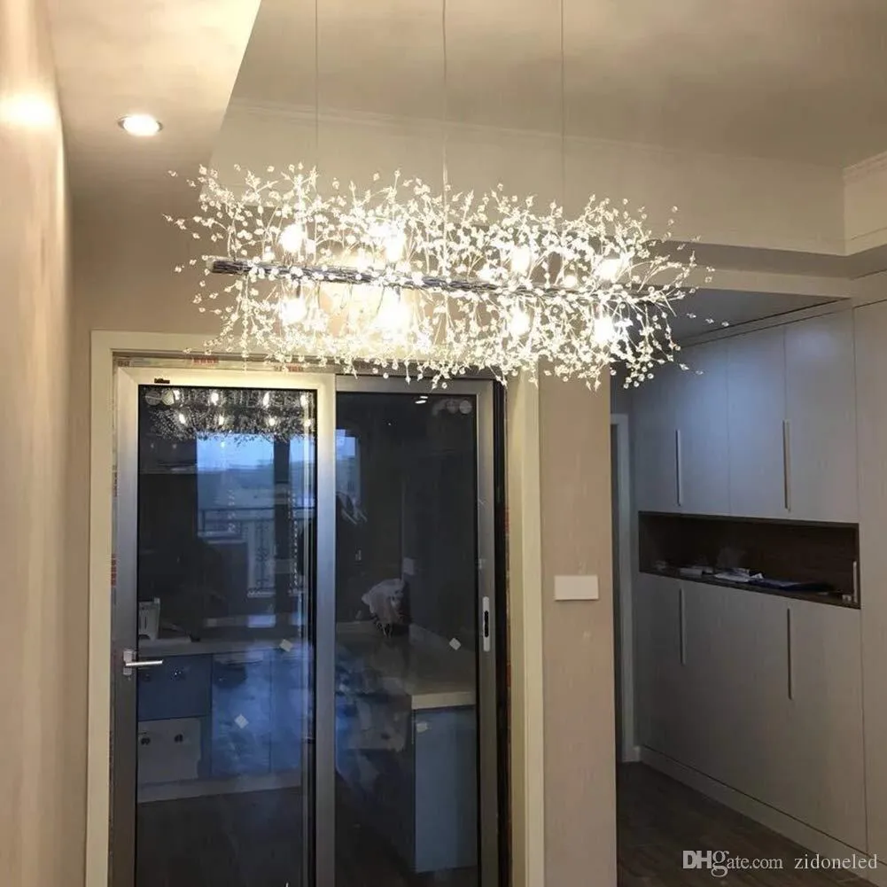 LED Kristallen Kroonluchters Vuurwerk Hangende Plafondlamp Moderne Hanglamp voor Winkel Foyer Eetkamer Badkamer Bedroo288A