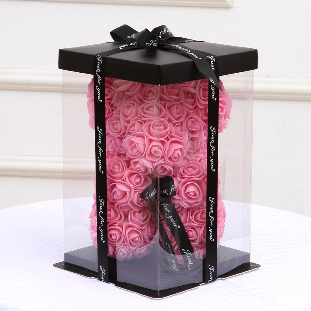30 5x30 5x40cm 2019 Boîte-cadeau vide transparente pour les cadeaux de fleurs de rose en peluche artificielle Boîtes de fleurs de rose Femmes en peluche