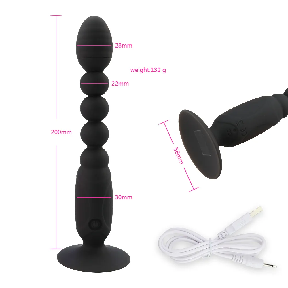 Silikon USB wiederaufladbare Analkugeln Butt Plug Vibrator Sexspielzeug für Männer Langer Anus Vibrator Analplugs Erwachsenes Produkt für Homosexuell Y20049259471