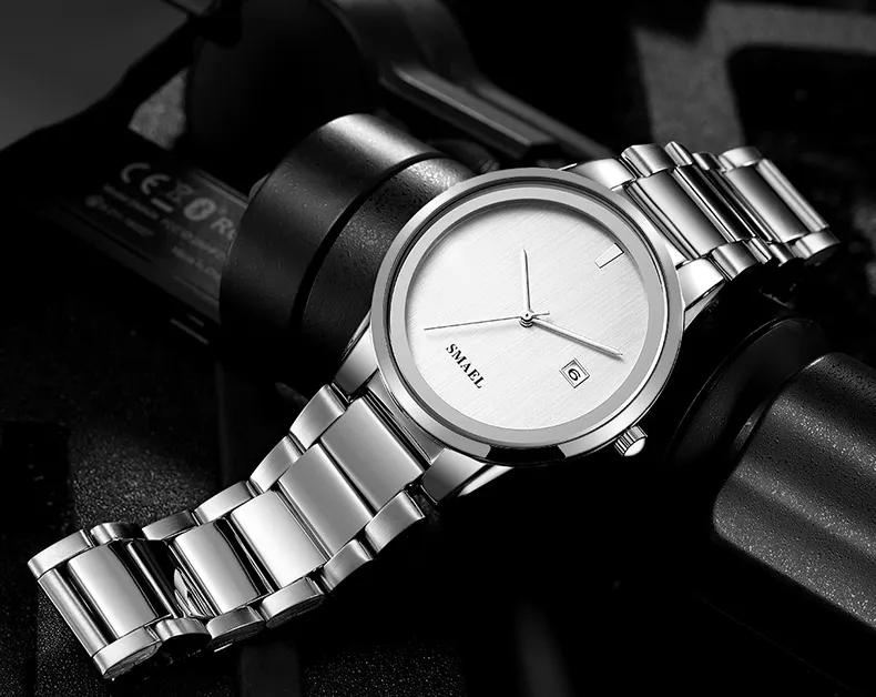 Offerta di orologi di marca SMAEL Set Coppia LUXURY Classic orologi in acciaio inossidabile splendido gent lady 9004 fashionwatch impermeabile276C