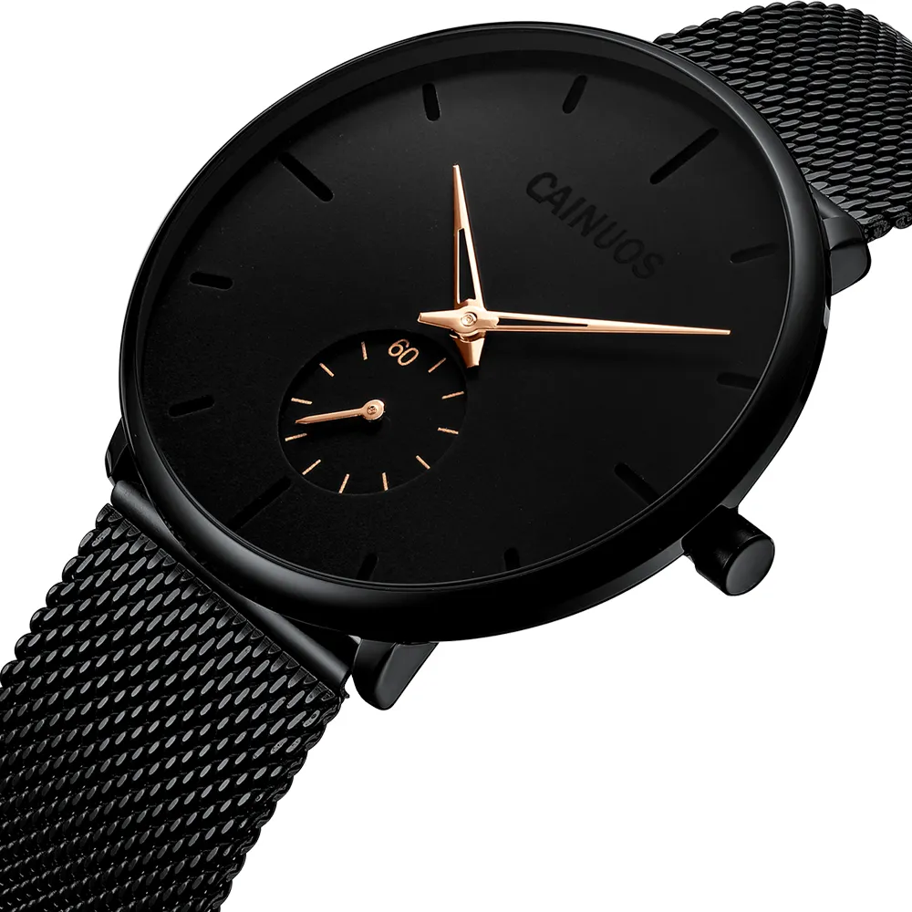 Cainuos modne zegarki męskie zegarek kwarcowy Zegarek Mężczyźni zwykłe Slim Mesh Steel Waterproof Sport Watch Relogio Masculino323t
