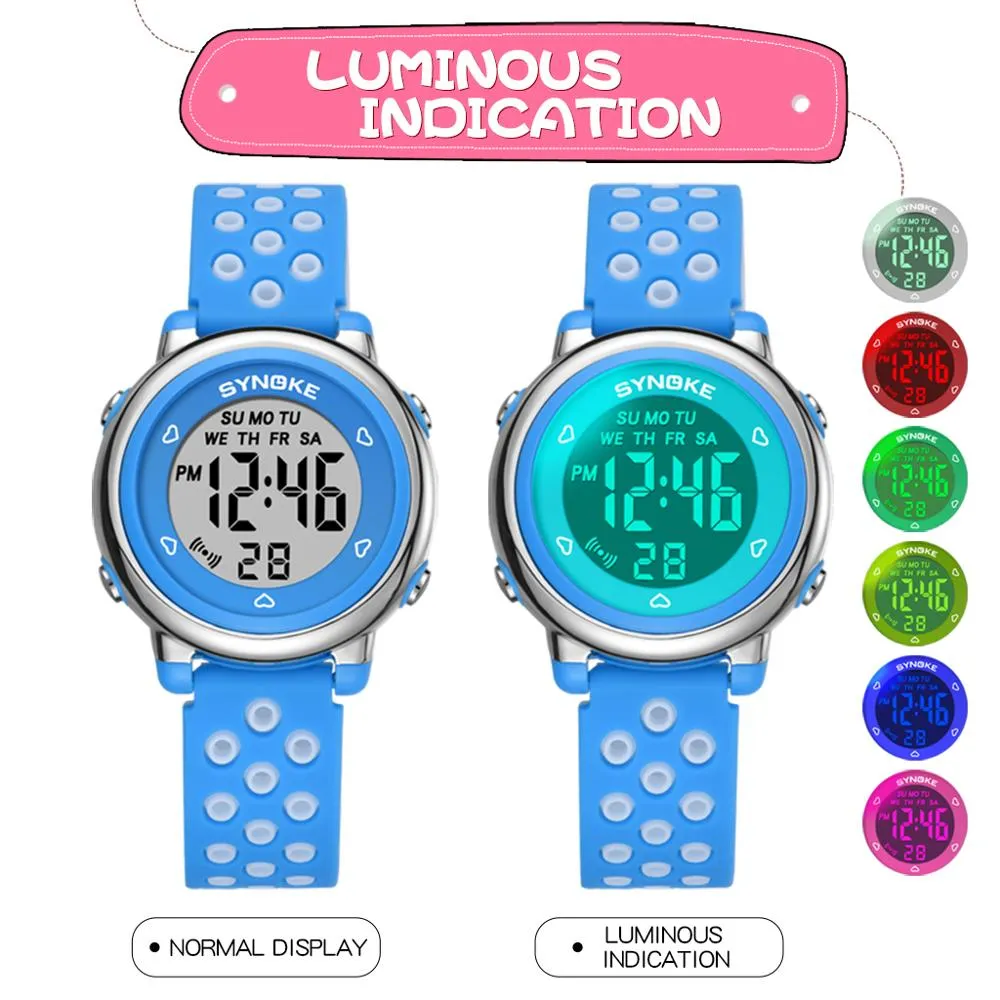 PANARS Students Colorful Fashion Watch Children's Watch Hollow Out Band Waterproof Alarm Clock Multi-function Watches for Kid229Z
