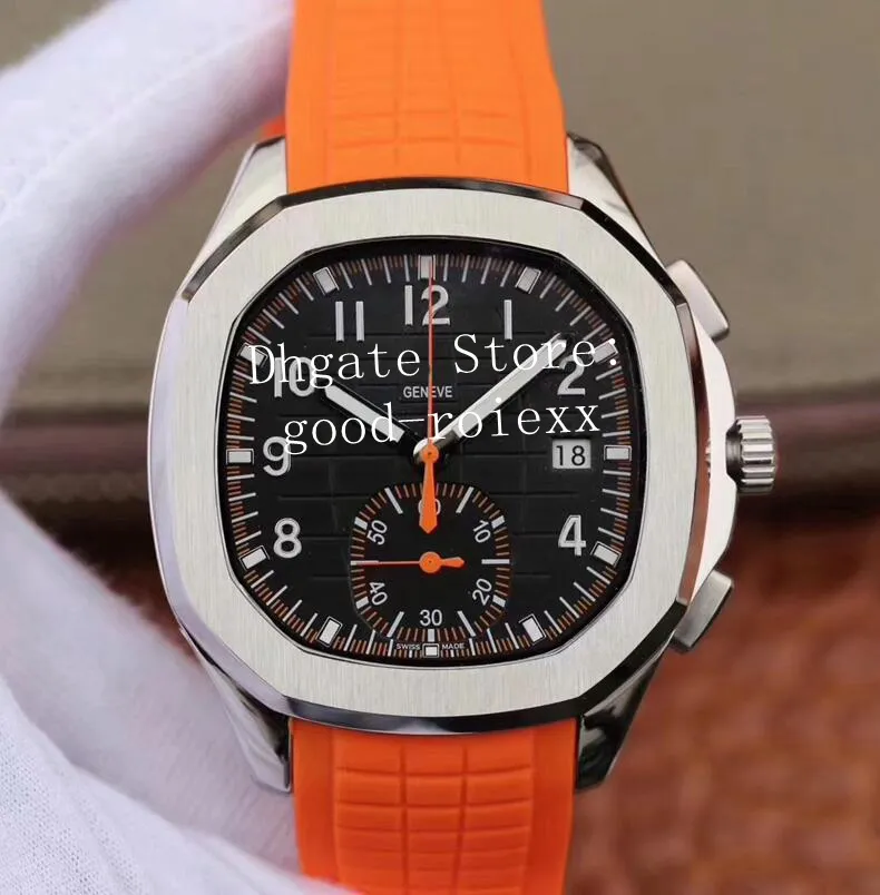 40 2MM Men's Chronograph Watch Men Automatic Cal CH28-520 Movement Watches Date Valjoux 5968 Eta Orange Rubber Strap Wristwat240z