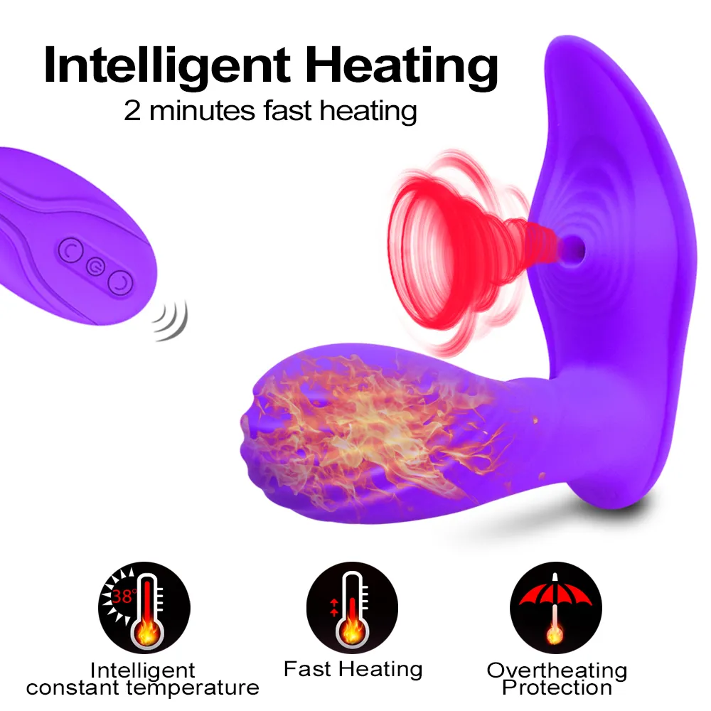 Riscaldamento indossabile vibratore giocattoli del sesso le donne Sucker adulto G Spot stimolatore del clitoride telecomando senza fili mutandine vibratore MX196274787