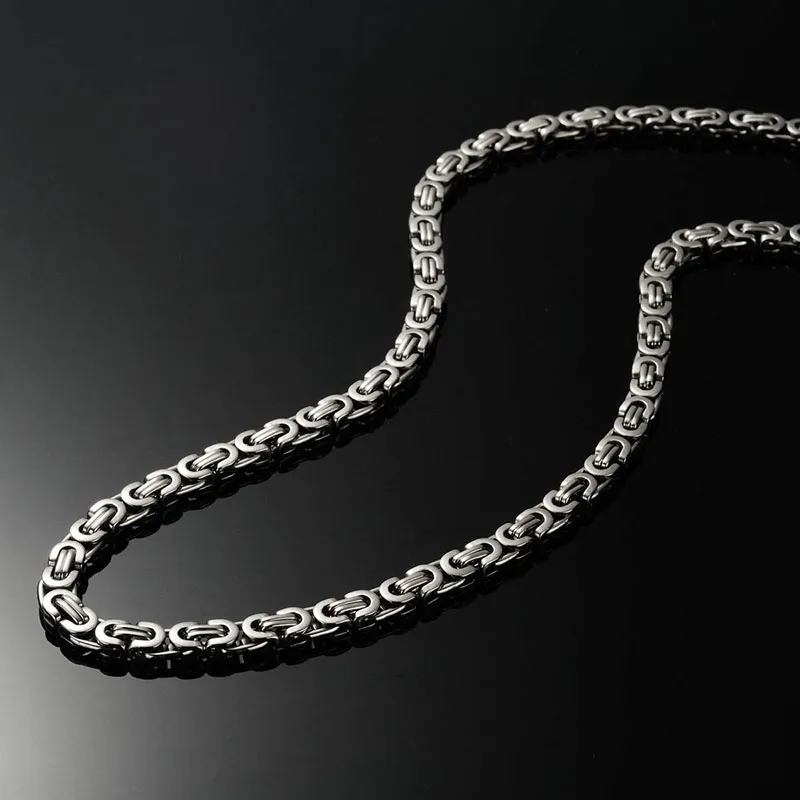 6mm Classic Mens Silver Byzantine Necklace Stainless Steel Chain Jewelry 45cm 50cm 60cm 70cm 75cm3040