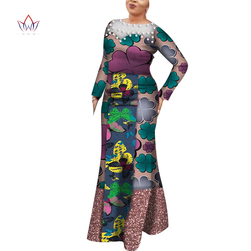 Mode Afrika Jurken voor Vrouwen Nieuwe Collectie 2020 Zomer Plus Size Long Africa Kleding Vestido Pearl Jurken voor Lady WY6995