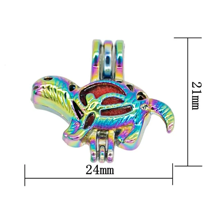 REYOW 5 pièces multicolore dinosaure perle perle Cages parfum huile essentielle diffuseur médaillon pendentif fabrication de bijoux DIY244E