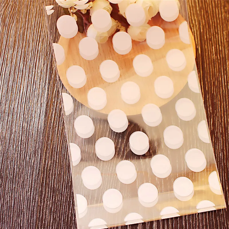 / en plastique or blanc à pois transparent cellophane bonbons cookie sac cadeau avec bricolage fête d'anniversaire de mariage fournitures341y