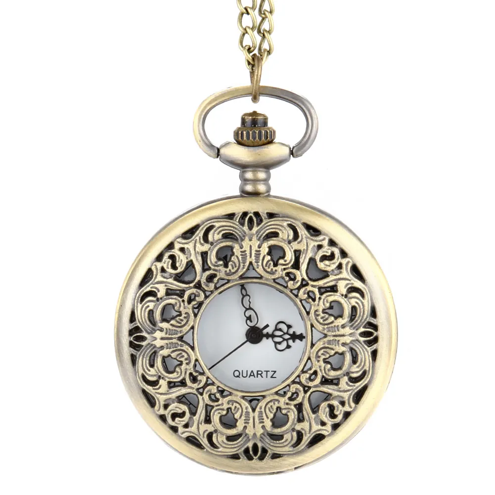 Винтажные стимпанк полые цветочные кварцевые карманные часы ожерелье кулон-цепочка часы подарки FS99264e