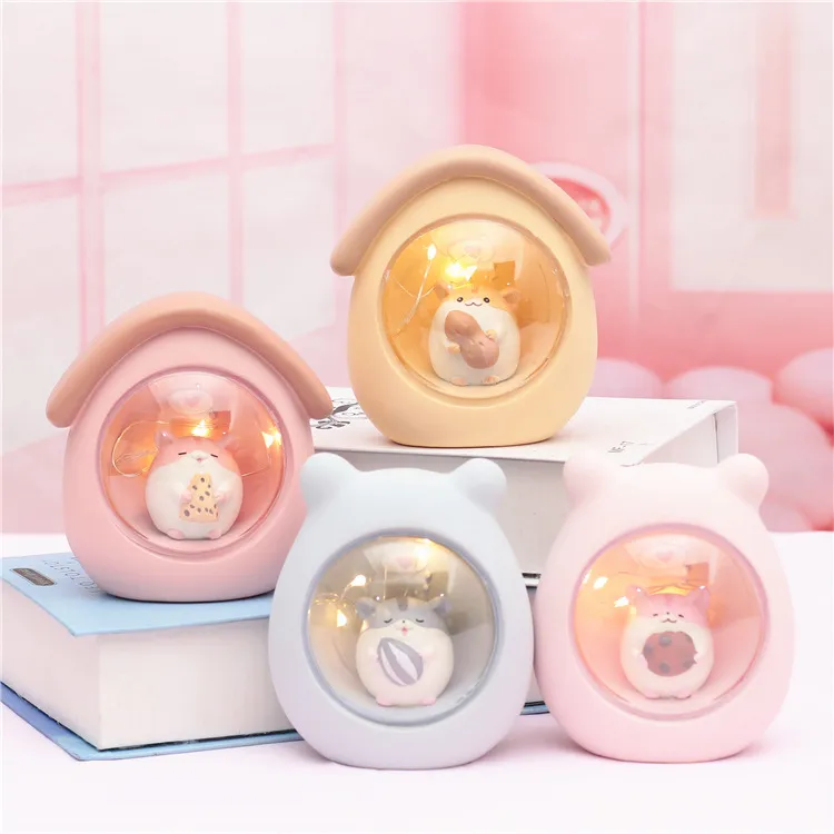 Cartoon Hamster Nachtlichter Süßes Babyzimmer Dekorative LED -Schreibtisch Lampen Nacht