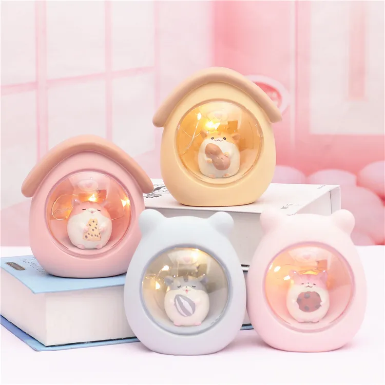 Cartoon Hamster Night Lights Cute Baby Room Decorative LED Desk Lamp Bedside Nursery Lamp Desktop Bedroom Atmosphere Light22o