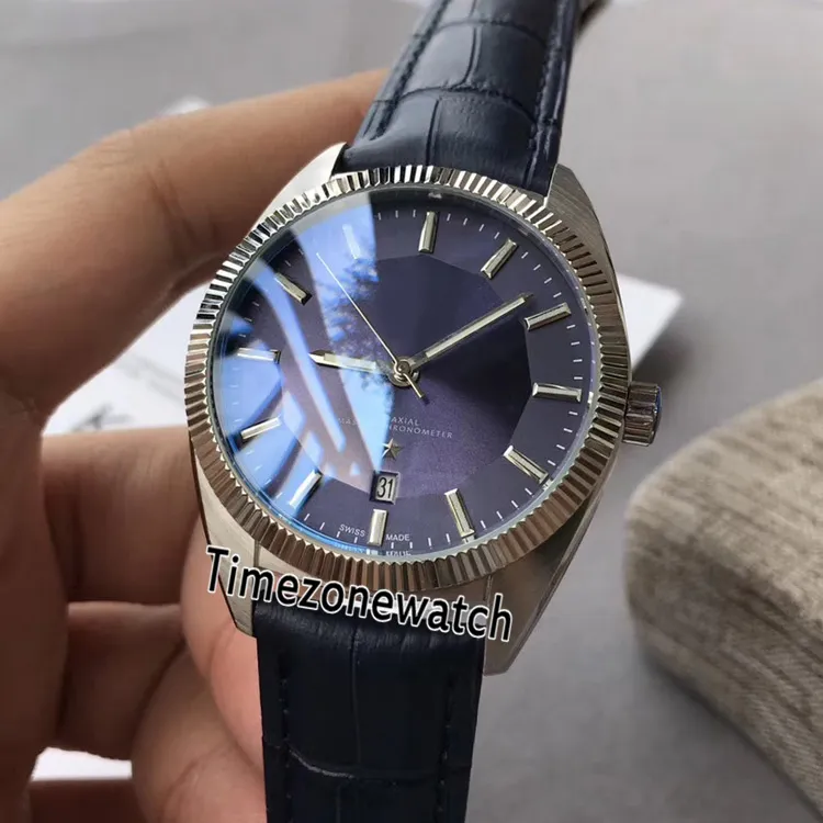 Ny Globemaster Blue Dial Automatic Mens Watch Steel Case Fluted Bezel Blue Dial Blue Letather Strap 130 33 39 21 03 001 Watches E203M