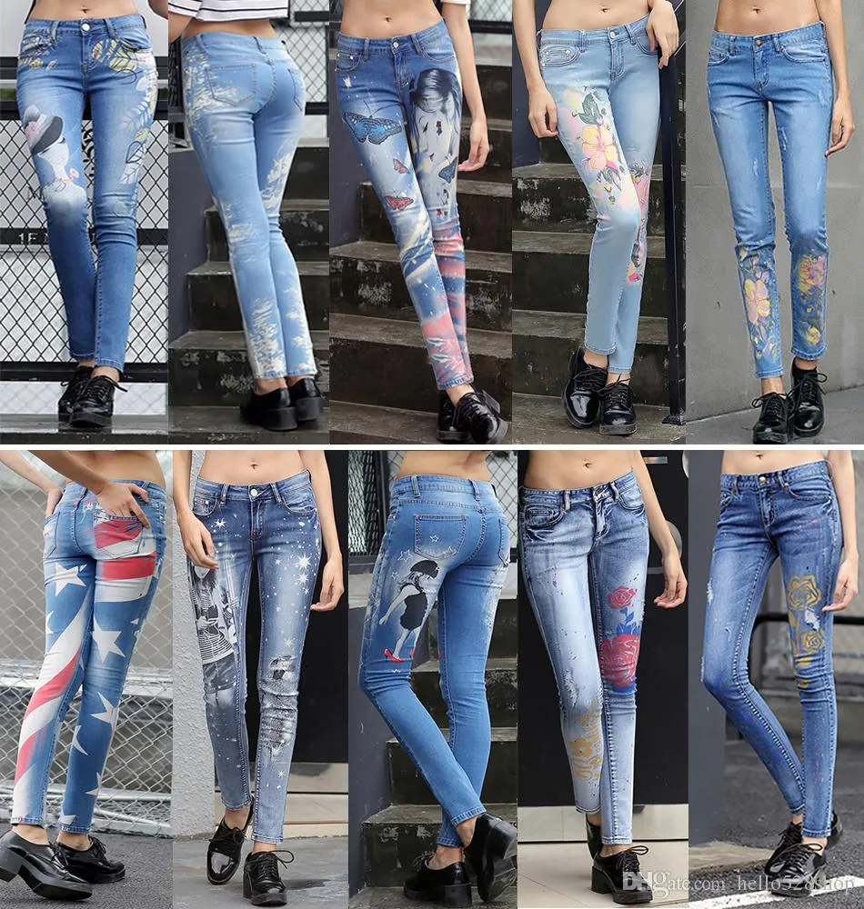 Compra 2019 Hot Fashion Skinny Womens Jeans Pantalones Flores Impresión  Lápiz Pantalones Pantalones De Alta Calidad Para Damas De Moda Envío Gratis  Barato | Entrega Rápida Y Calidad | Es.Dhgate
