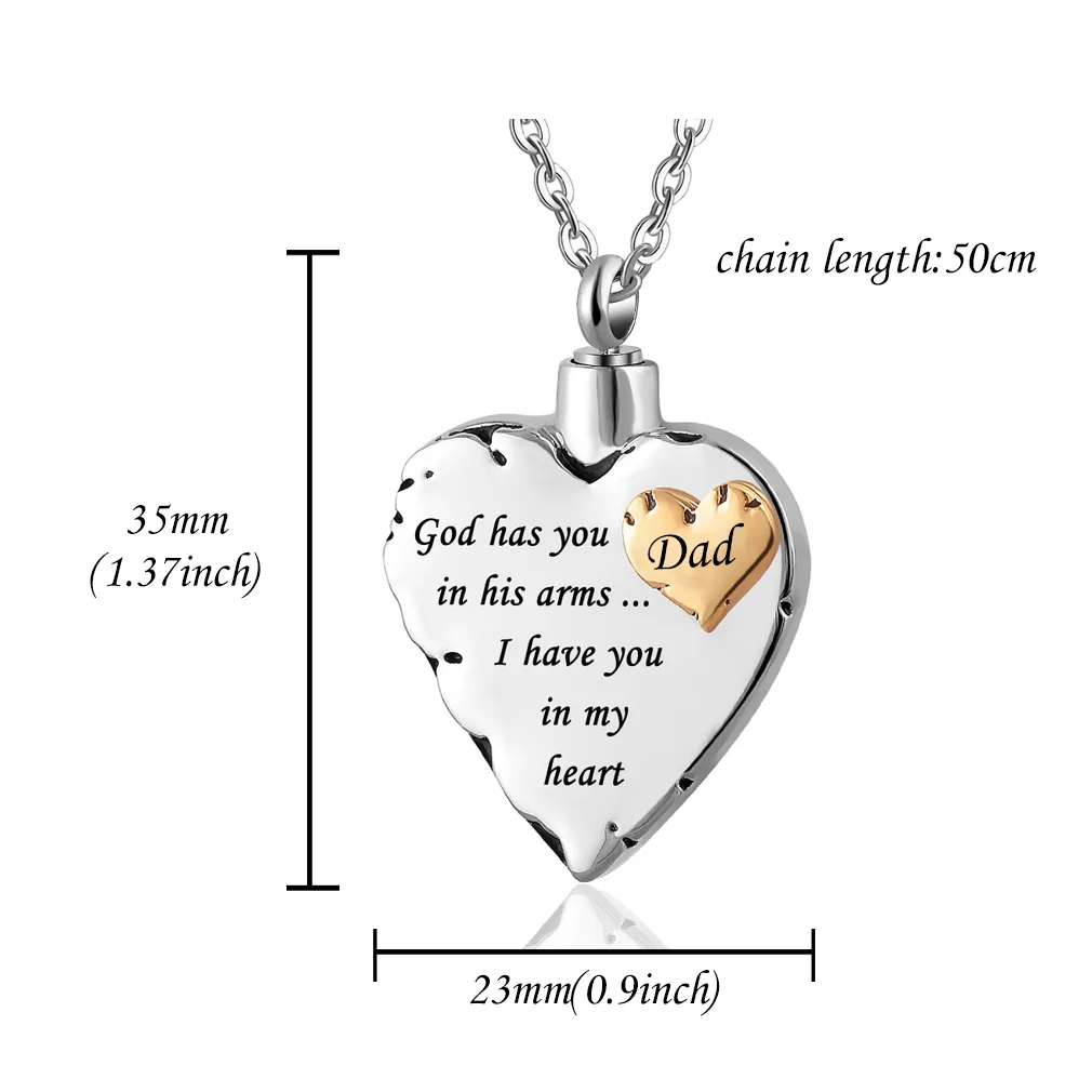 Memorial Necklace for Mom Dad Pet Cremation Pendant Jewelry Keepsake - I Have You in My Heart332P