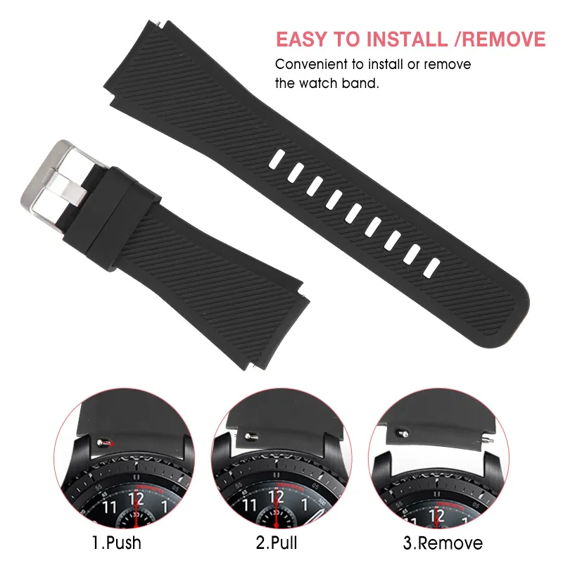 22mm Silicone Sport Watch Strap Pasek dla Galaxy Watch 46mm dla Samsung Gear S3 Classic Frontier dla Huawei Watch GT Pasek