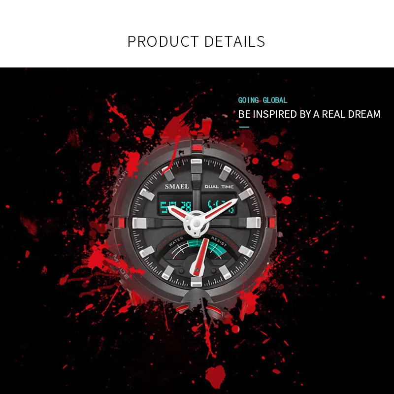 Novo relógio eletrônico smael marca digital esporte relógios masculino display duplo à prova dwaterproof água mergulho branco relogio 1637316r