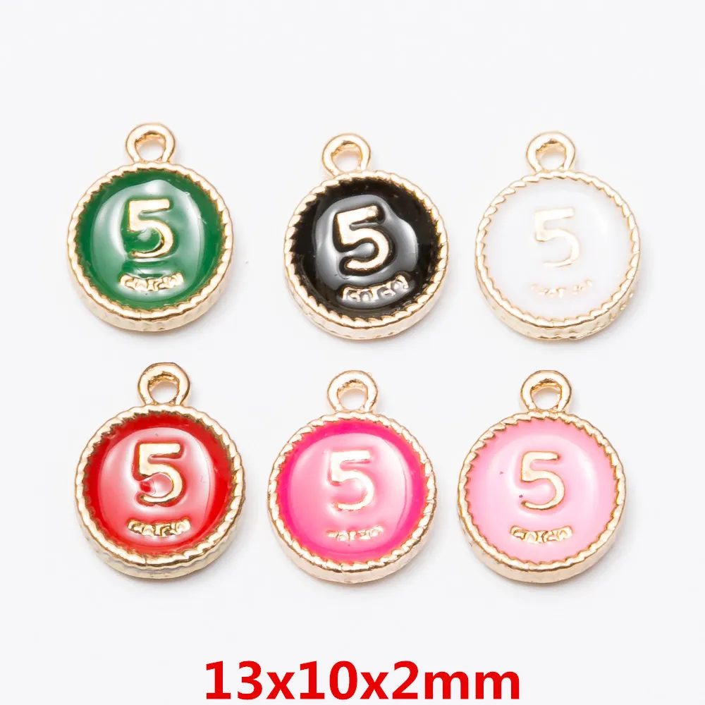 DIY Retro Charms Dames Alloy Accessoires Multicolor Drop Oil Round Number 5 Hanger Ketting Sieraden Accessoires