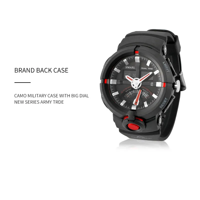 Nowa elektronika zegarek Smael Brand's Men Digital Sport Watches Mężczyzna Zegar Dual Display Waterproof Dive White Relogio 16373104