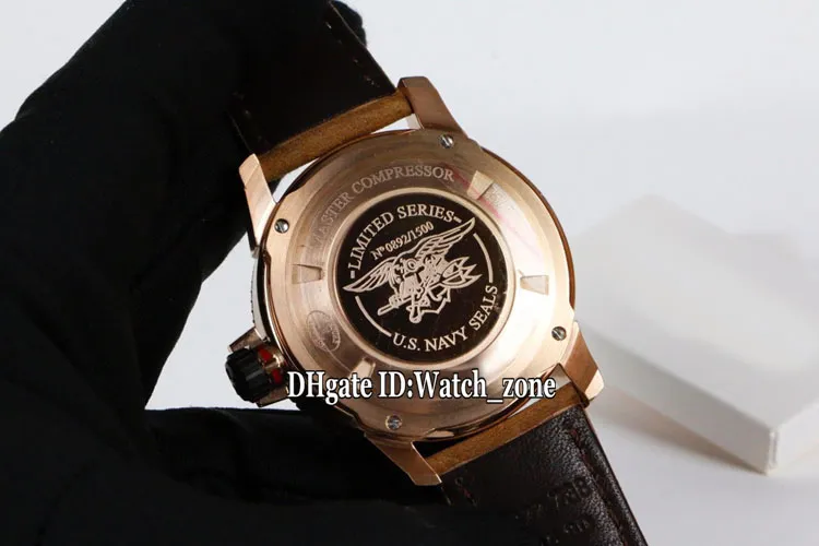 Luxo novo mestre extremo compressor q2018470 2018470 mostrador preto automático masculino relógio 316l caixa de aço pulseira de couro relógios relógio 216v