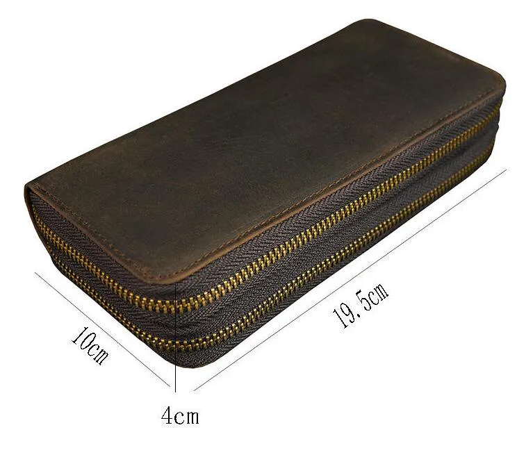 fashion designer credit card holder high quality classic leather double zipper purse folded notes and receipts bag wallet purse237W