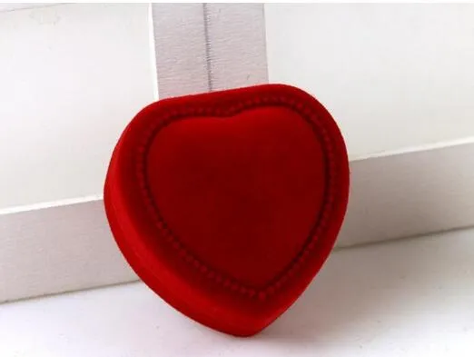 Boîte à bijoux en forme de coeur en velours, boîte à bagues, boîte en plastique floquée pliable pour bague de fiançailles, cadeau de saint-valentin 234C