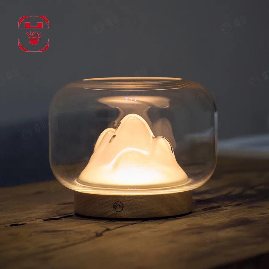 Mountain Mountain Night Light Bedside Desktop Table Lampe Black Technologie Lumineuse Fish Tref de fleur Décoration Bijoux Unique Gift265n