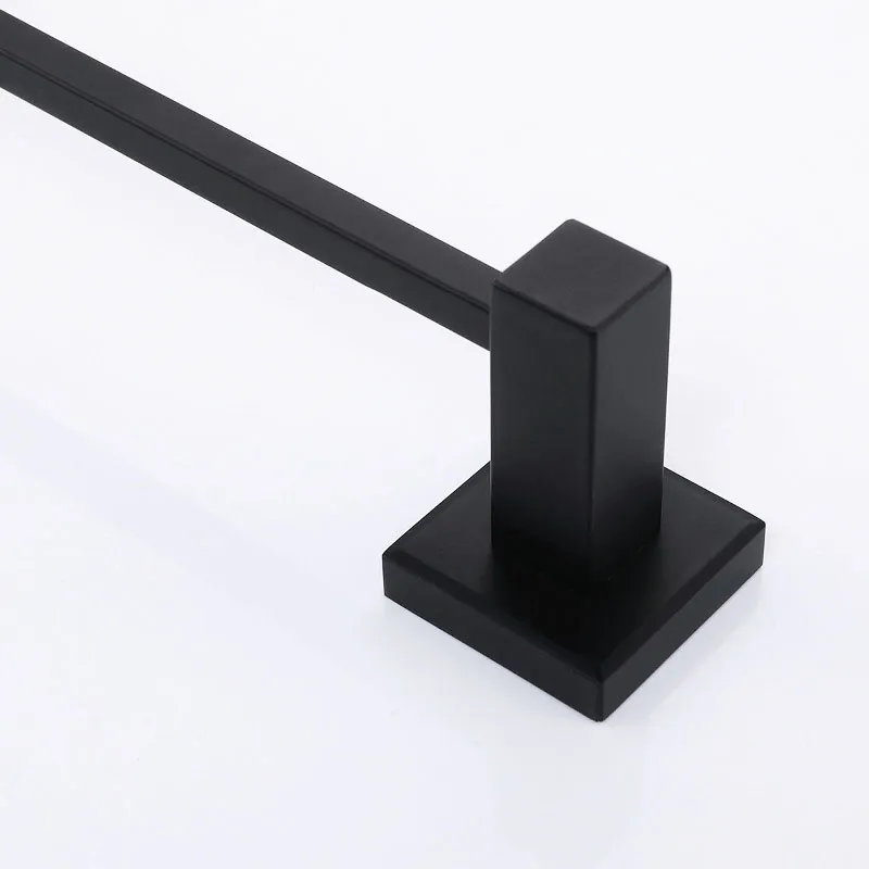 Bathroom Accessories Matte Black Square Stainless Steel Towel Rack Wall Mounted Towel Rail Bar 1 bar 2 bar277I