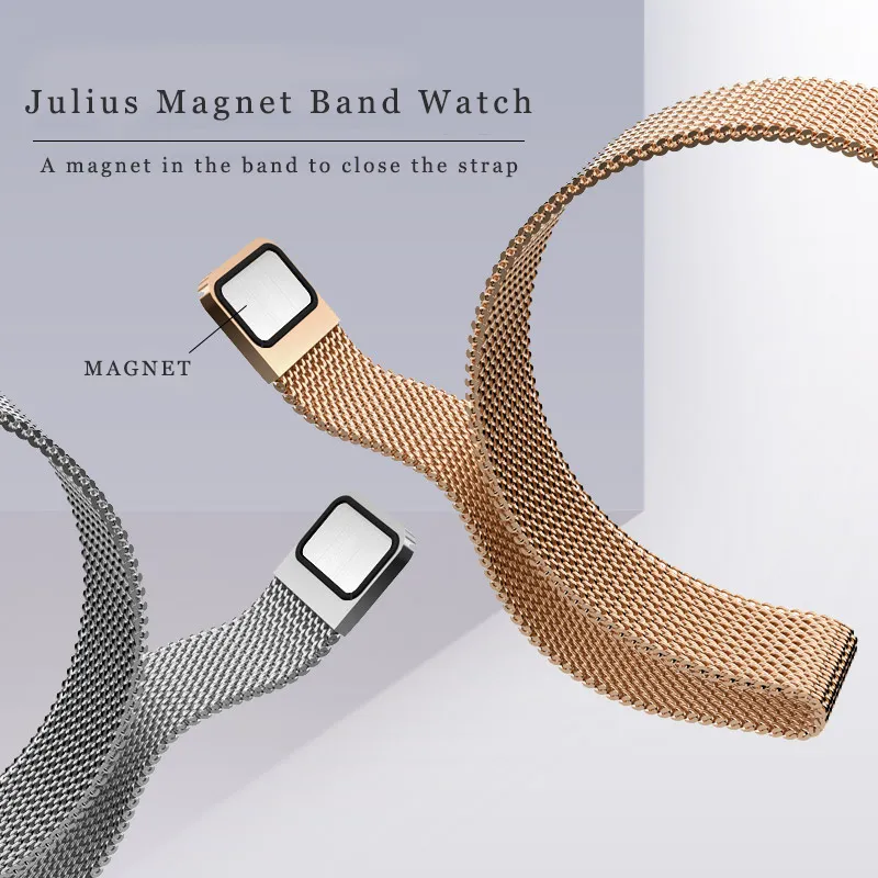 JULIUS Новые часы, креативный дизайн, магнит, сетчатый ремешок из нержавеющей стали, женские часы, Япония Miyota Movt, модные кварцевые часы JA-114254b