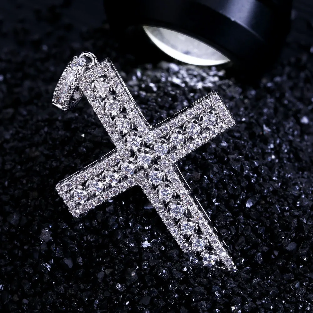 قلادة مجوهرات الهيب هوب قلادة المثلجة قلادة رجالي كوبية سلسلة الرابط الذهب الماس الصليب الصليب بلاد الفاخرة زفاف R270A