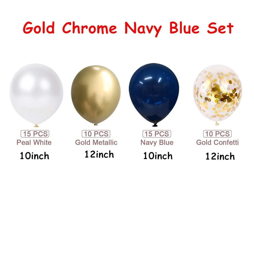 12 Inch Metallic Gold White Pearl Balloons Baby Shower Wedding Birthday Party Navy Blue Gold Confetti Latex Balloon Decor Ki2302