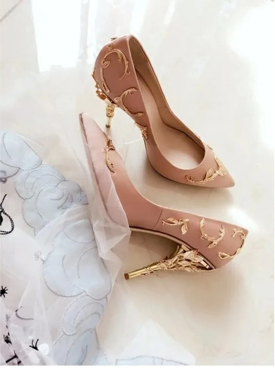 Pink Ralph Russo Designer Wedding Bridal Shoes 4 tum klackar för kvinnor 2022 Fashion bekväm kvällsfest prom skor298n