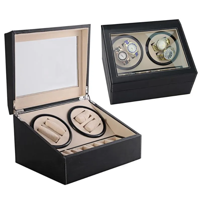 4 6 high end relógio automático winder boxwatches armazenamento titular jóias display couro do plutônio caixa de relógio ultra silencioso motor shaker box1270g
