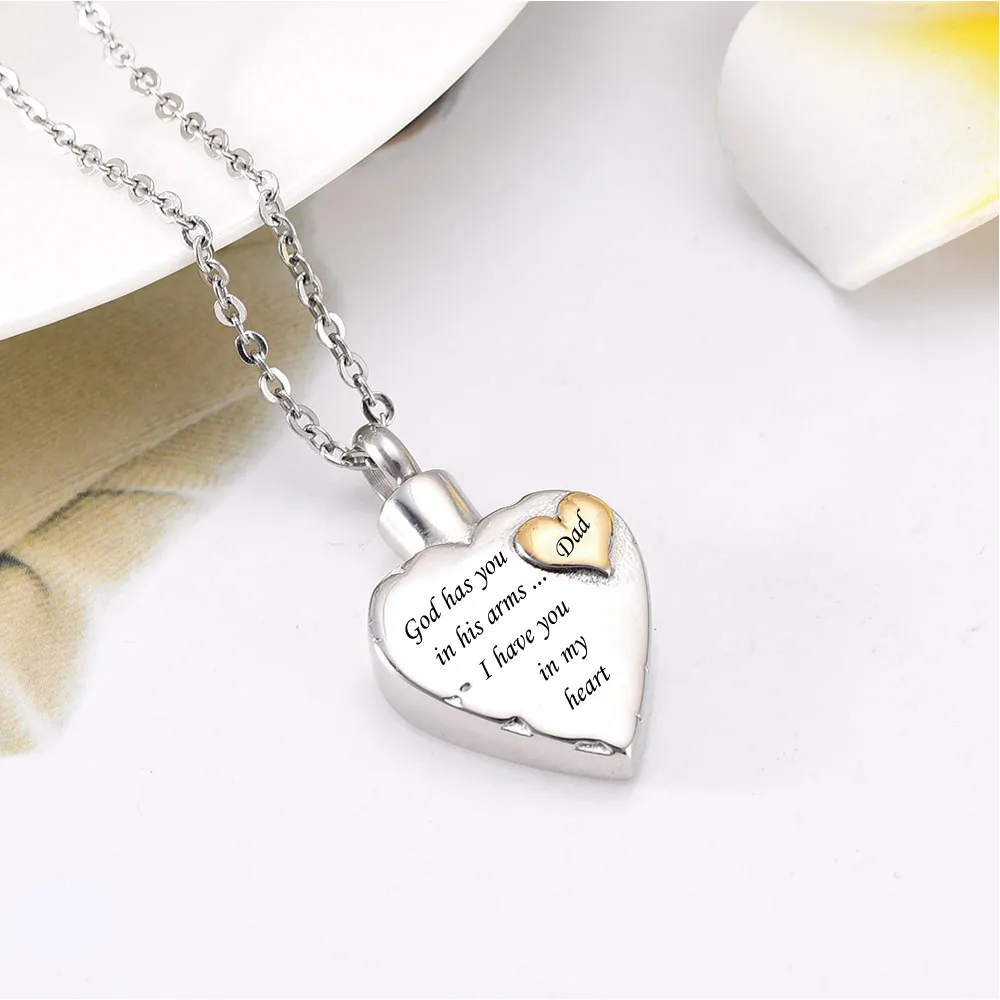 Memorial Necklace for Mom Dad Pet Cremation Pendant Jewelry Keepsake - I Have You in My Heart332P