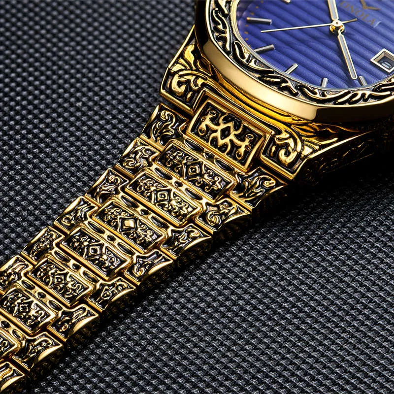 Klasyczny projektant Vintage Watch Men 2019 Onola Top Brand LUXURI Gold Copper Wristwatch Moda Formalna wodoodporna kwarc Unikalny męski 2800