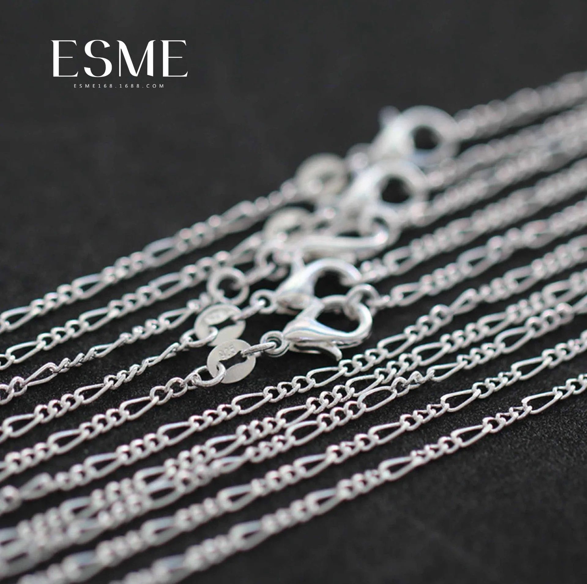 lote de 2 mm Figaro Chain 925 Sterling Silver Jewelry Chains com fecho de lagosta tamanho 16 18 20 22 24 28 28 30 polegadas