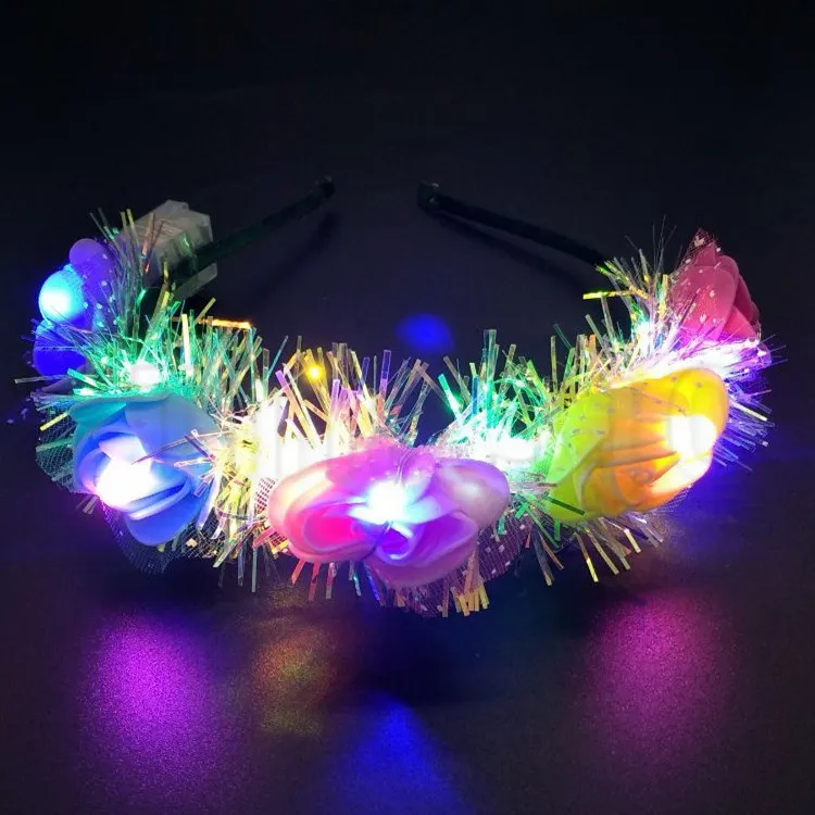 Party Favor LED Light Floral Bandeaux Glowing Hair Band pour Party Wedding favor fille fleurs décoratives Accessoires pour cheveux party favor T2C5052