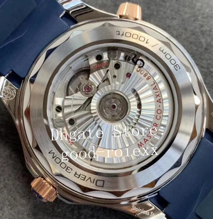 Luksusowe zegarki Rose Gold Vs Automatyczne CAL 8800 AXIAL WART MĘŻCZYZN Profesjonalne nurkowanie 300 m gumowe planeta ETA 0219F