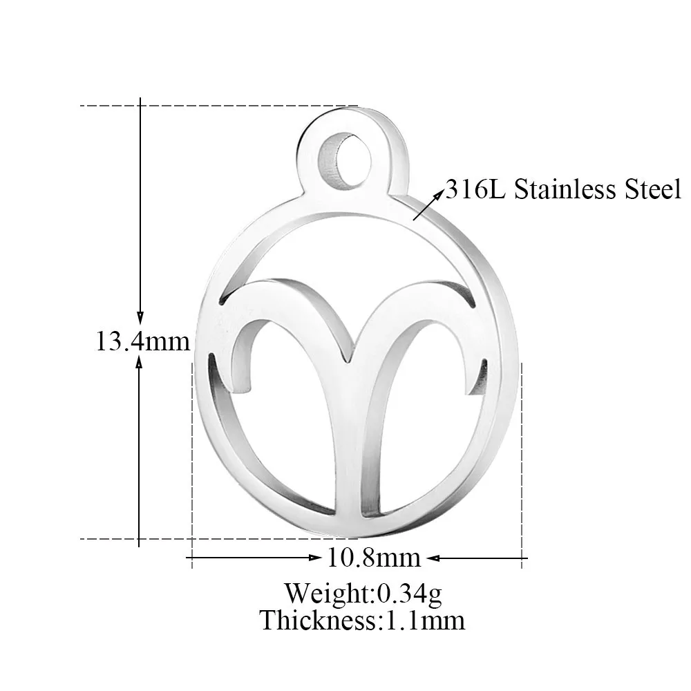Fnixtar 10 8 13 4 mm stal ze stali nierdzewnej Dwanaście zodiaku metalowe uroki DIY konstelacja dla kobiet biżuteria Making Mini Charms Lot268b