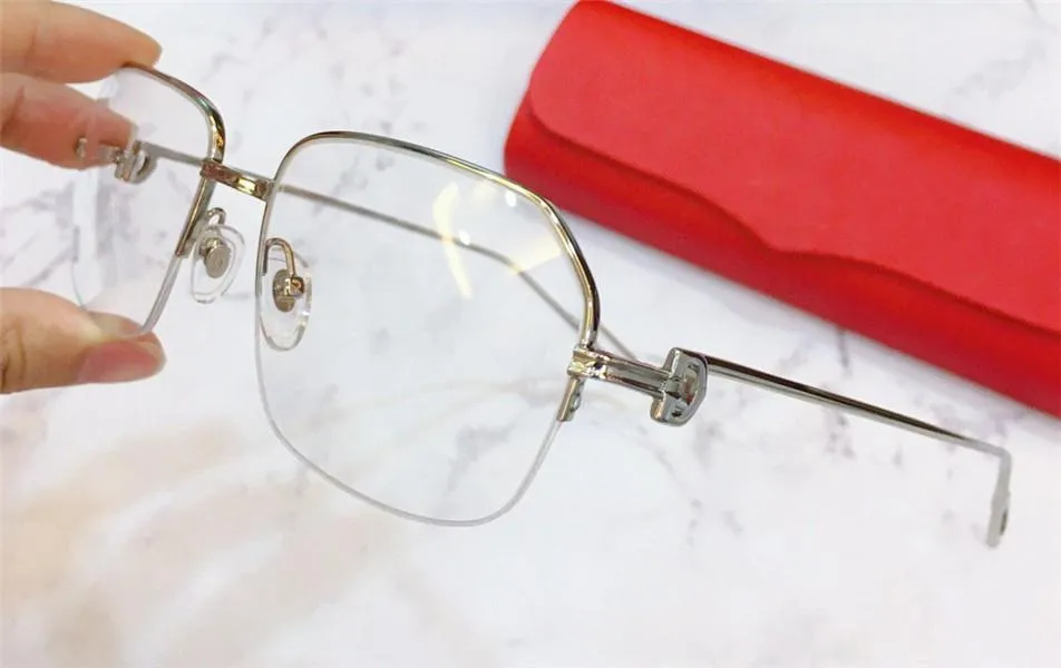 Ny modedesigner Optiska glasögon k Gold Half Frame Retro Modern Business Style 0114 Unisex kan användas för recept Glasse250h