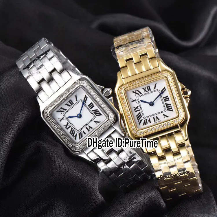 New WJPN0008 WJPN0009 Rose Gold Diamond Bezel 27mm 22mm White Dial Swiss Quartz Womens Watch Ladies Stainless Steel Watches Pureti222N