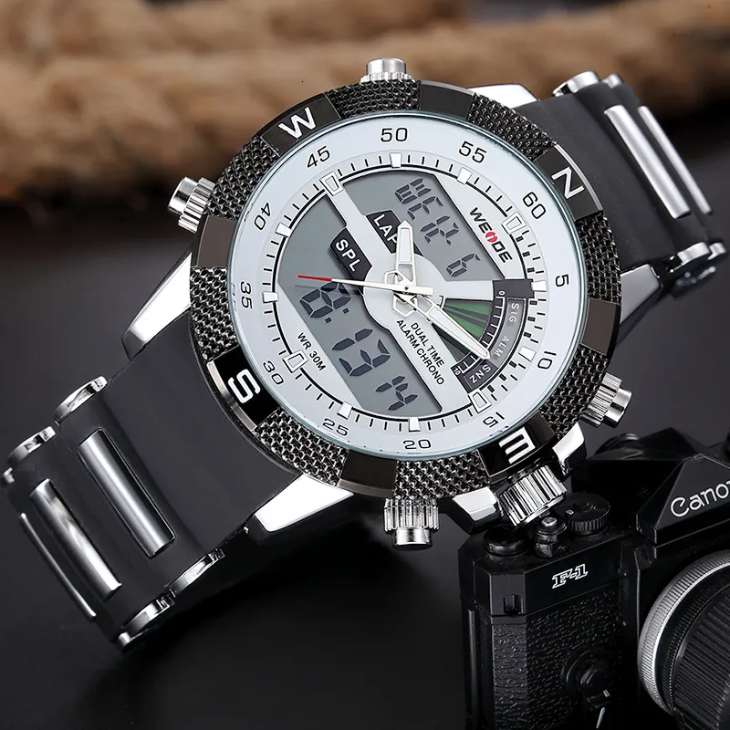 Lyxvarumärke Weide Men Fashion Sports Watches Men's Quartz Analog LED -klocka Manlig militär handledsklocka Relogio Masculino LY191310Q