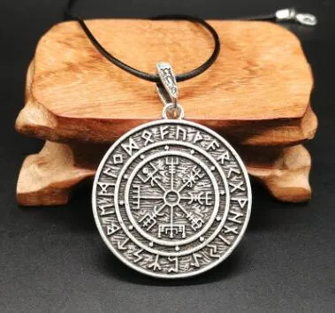 QQ7 скандинавский символ талисман кулон мужской ретро скандинавский компас викингов двойное ожерелье3109