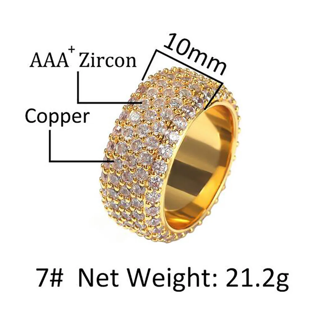 الرجال نساء بلينغ حلقة CZ 360 الخلود Hiphop Ring 18K الذهب مطلي بالزركونيا الدركوني الدجاج الدجاج الخاتم الماس Whos284t